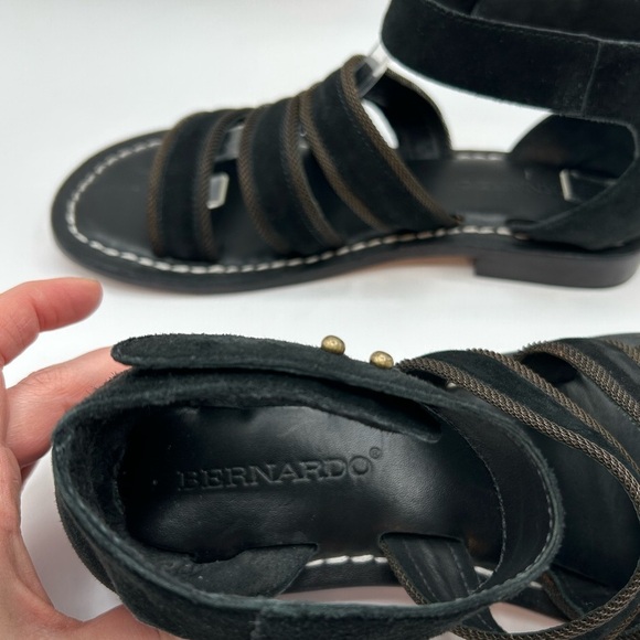 BERNARDO Theo Black Suede and Leather  Strappy Flat Sandal 7 - Picture 10 of 14